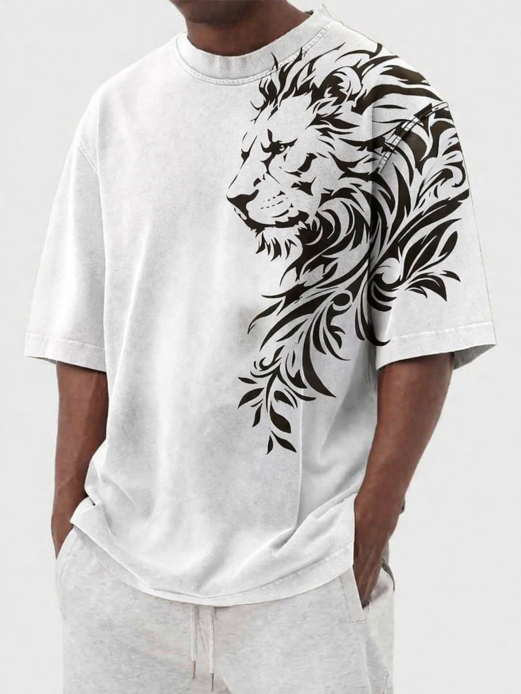 Tribal Lion Graphic T-Shirt  240 GSM Heavyweight Cotton