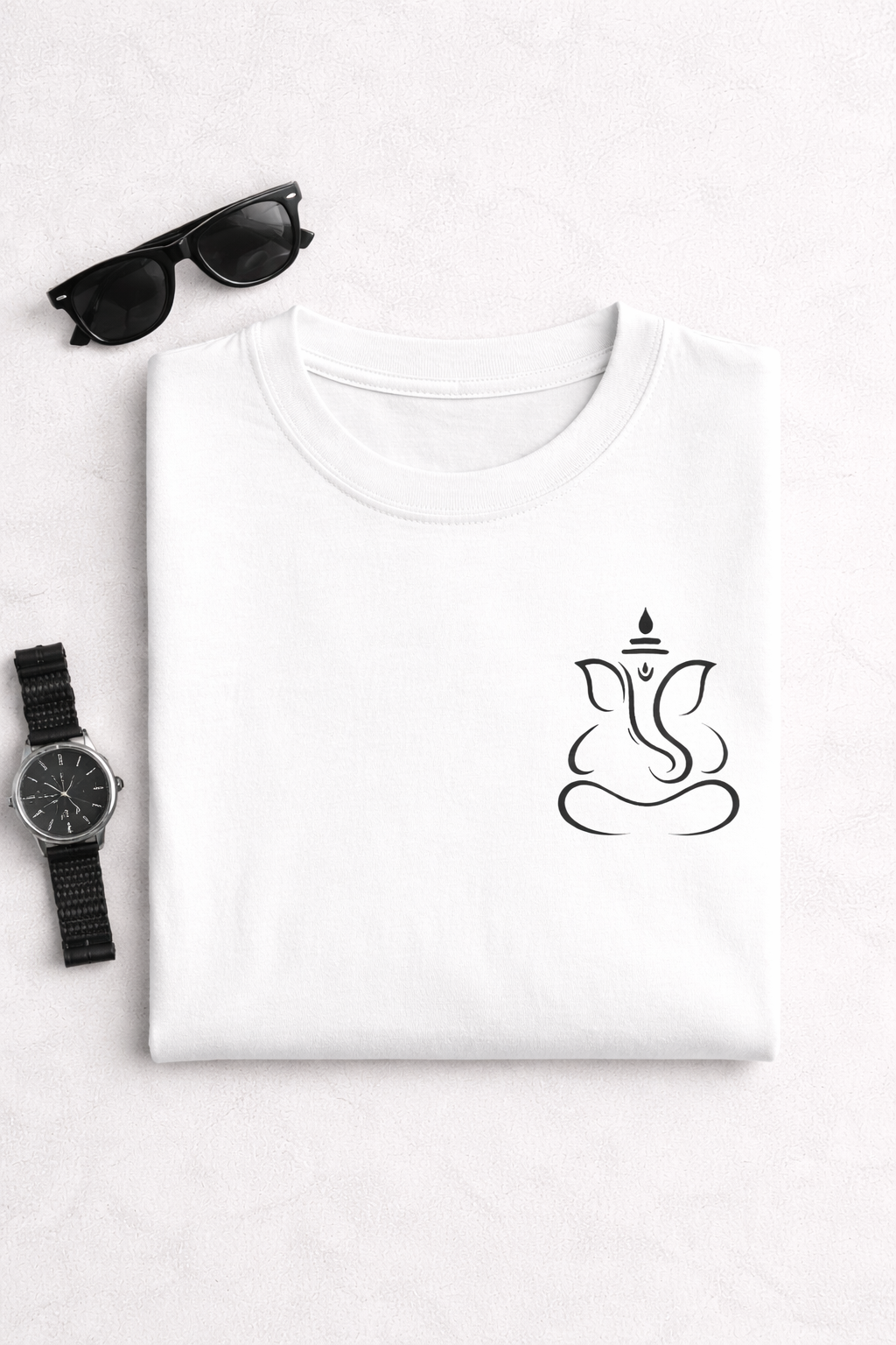 Minimal Ganesh Pocket Print T-Shirt – 180 GSM Premium Cotton