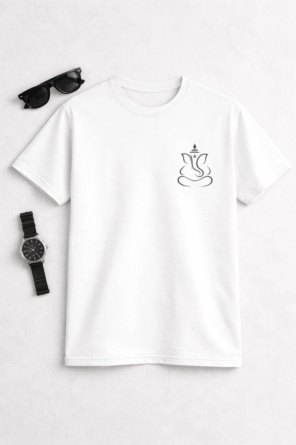 Minimal Ganesh Pocket Print T-Shirt – 180 GSM Premium Cotton