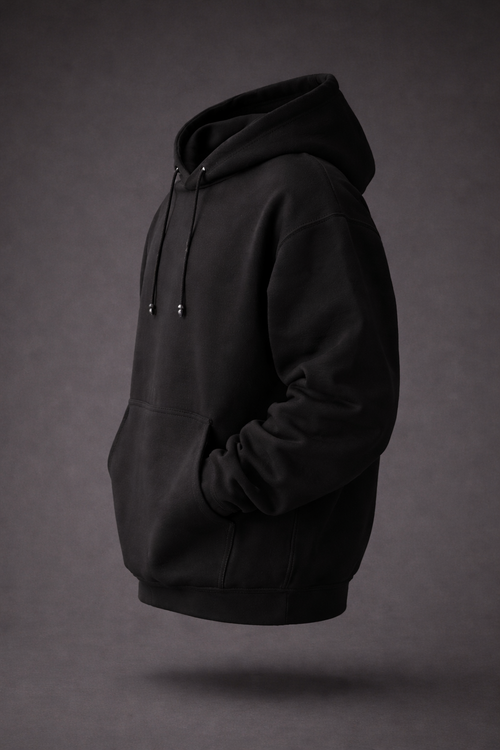 Premium Heavyweight Black Hoodie | 350 GSM Cotton | Unisex Streetwear